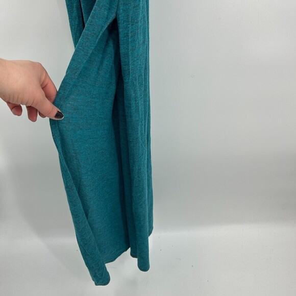 NWT CHASER Teal Blue Low Back Strappy Super Soft Maxi Dress Side Slits Medium - Picture 4 of 6